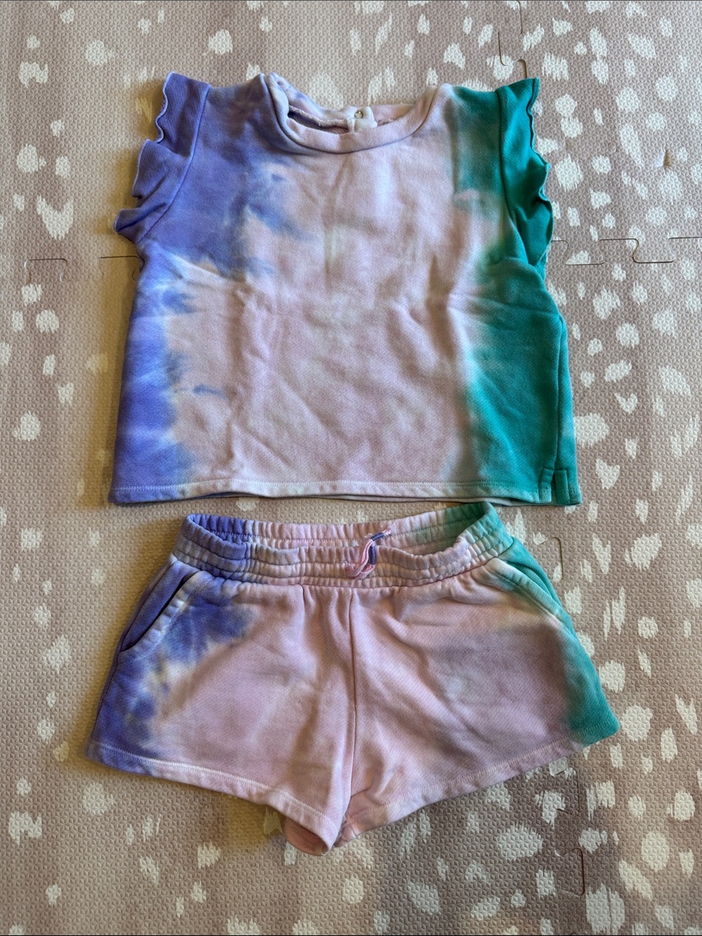 Splendid Girls Snowcone Tie Dye Ruffle Top & Shorts Set Size 5 Pastel Summer Lou